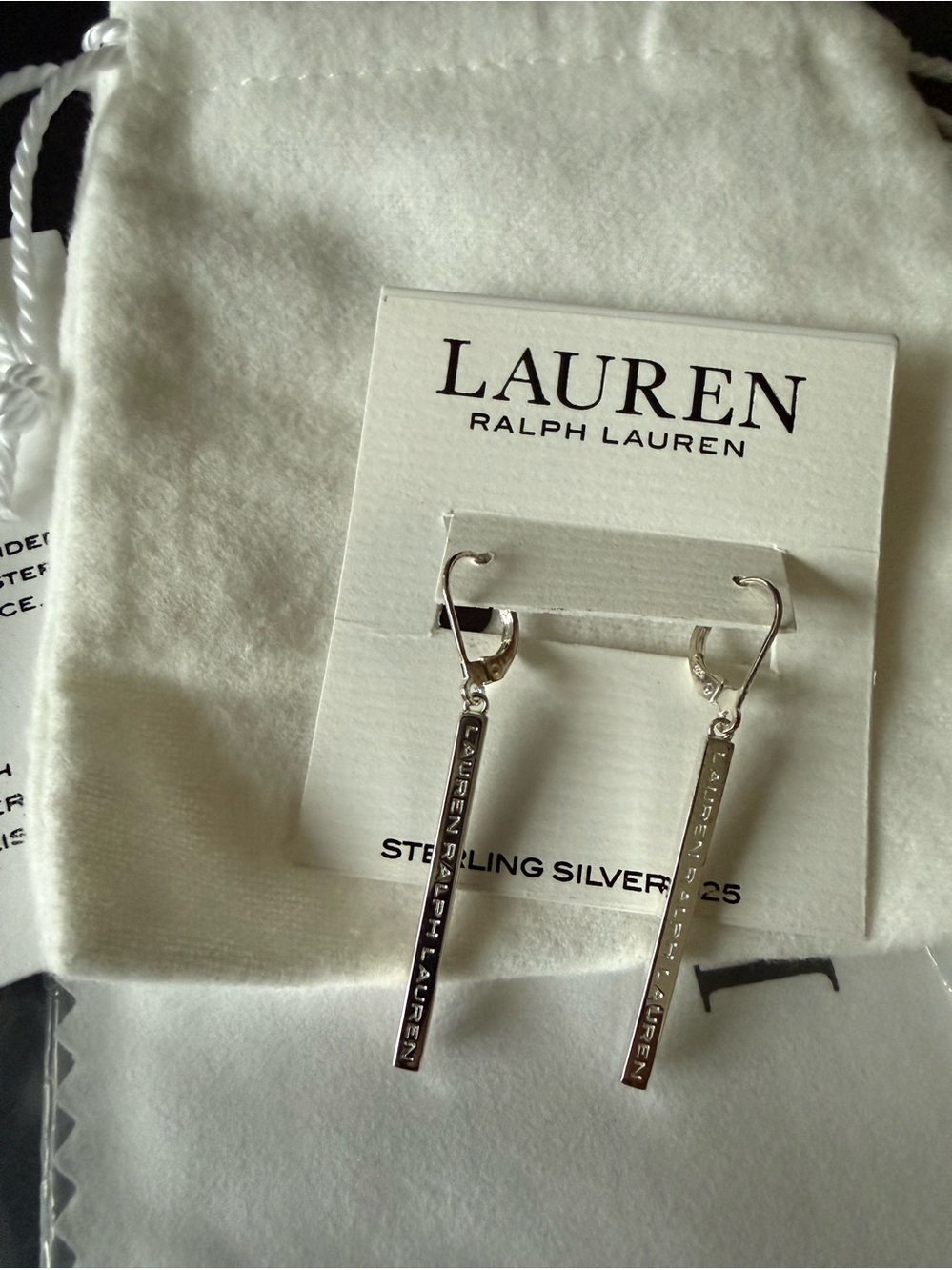 Ralph Lauren Sterling silver bar earrings NWT
